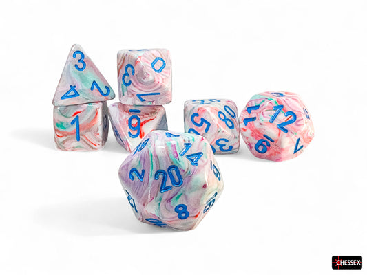 Chessex Mega-Hedral Dice Set: Festive Pop Art/Blue (7)