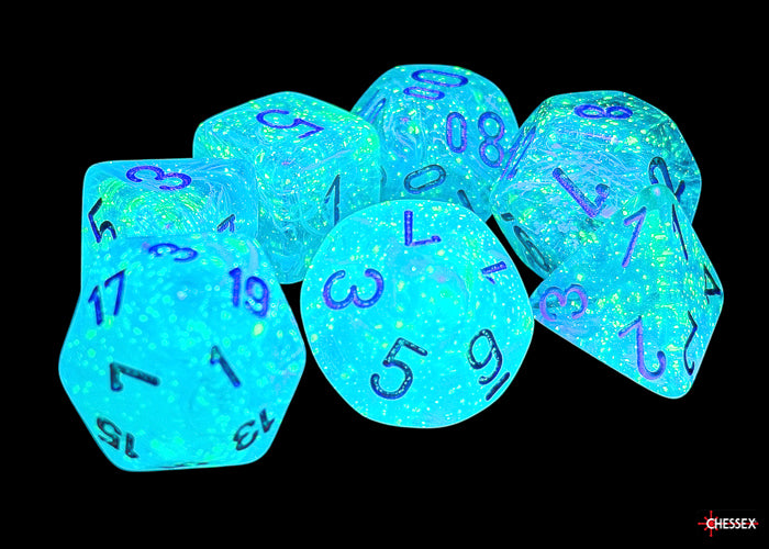 Chessex Mega-Hedral Dice Set: Luminary Sky/Silver (7)