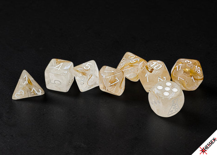 Chessex Lab Dice 10 Set: Borealis - Champagne/white (8)