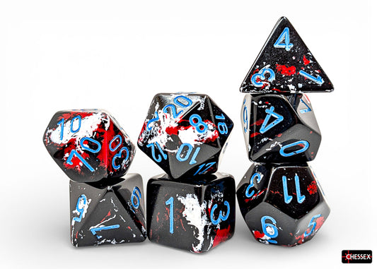 Chessex Dice Set: Brush - Dark Side/blue (7)
