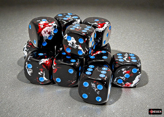 Chessex 16mm d6 Set: Brush - Dark Side/blue (12)