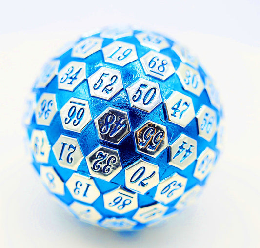 Foam Brain Games Metal d100: Blue/Silver