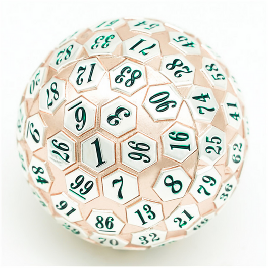 Foam Brain Games Metal d100: Rose Gold/Silver