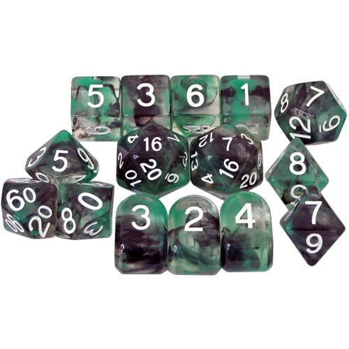 R4I Dice w/ Arch'd4: Diffusion - Dark Forest w/ White (15)