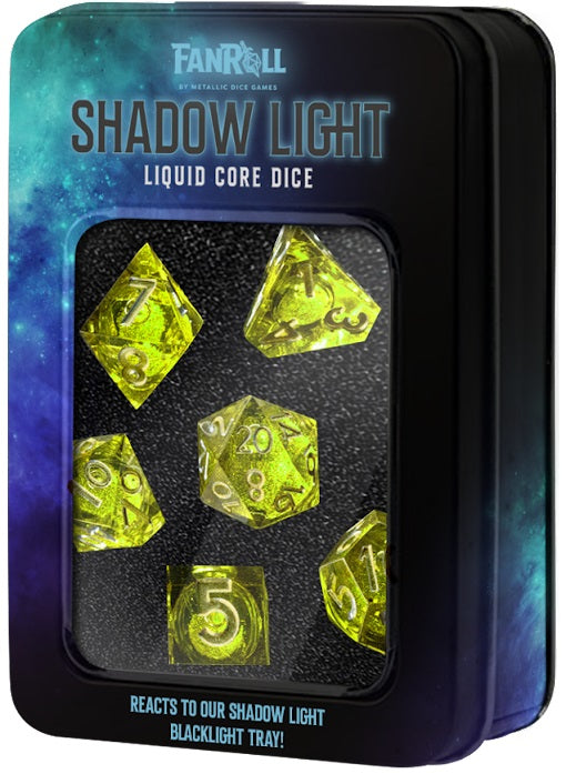 FanRoll Dice: Shadow Light Liquid Core Set (7-Blacklight Reactive)