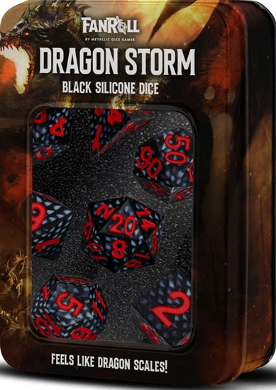 FanRoll Dice: Dragon Storm Dice - Black Dragon Scales (7)