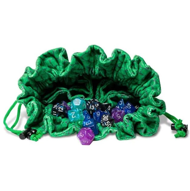 Fanroll: Velvet Compartment Dice Bag - Green Dragon Scales