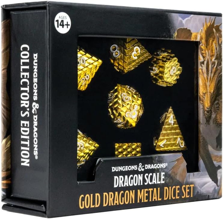 D&D Metal Dice Set: Dragon Scale - Gold (7)