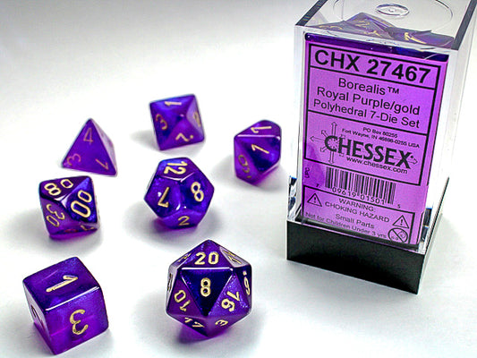 Chessex Dice Set: Borealis Royal Purple/Gold (7)