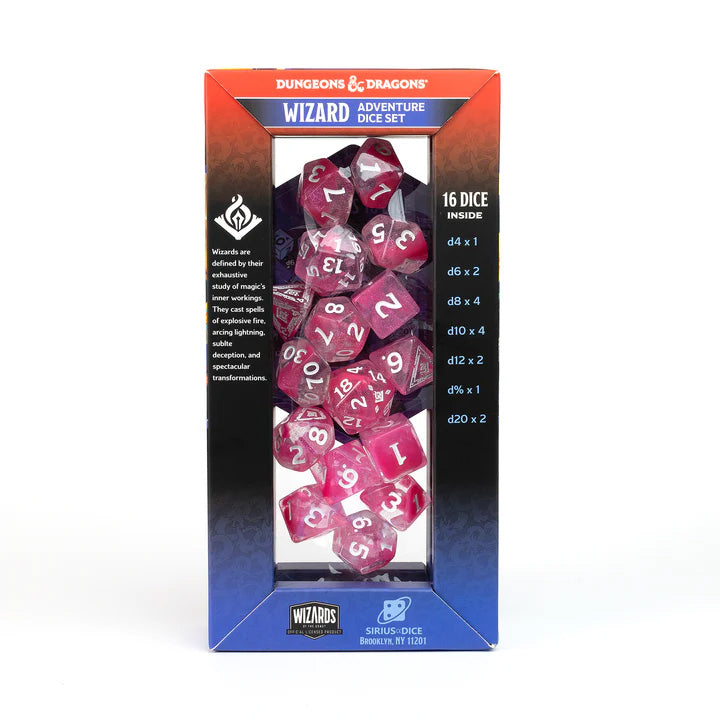 Sirius D&D adventure Dice Set: Wizard - Fuchsia (16-Set)