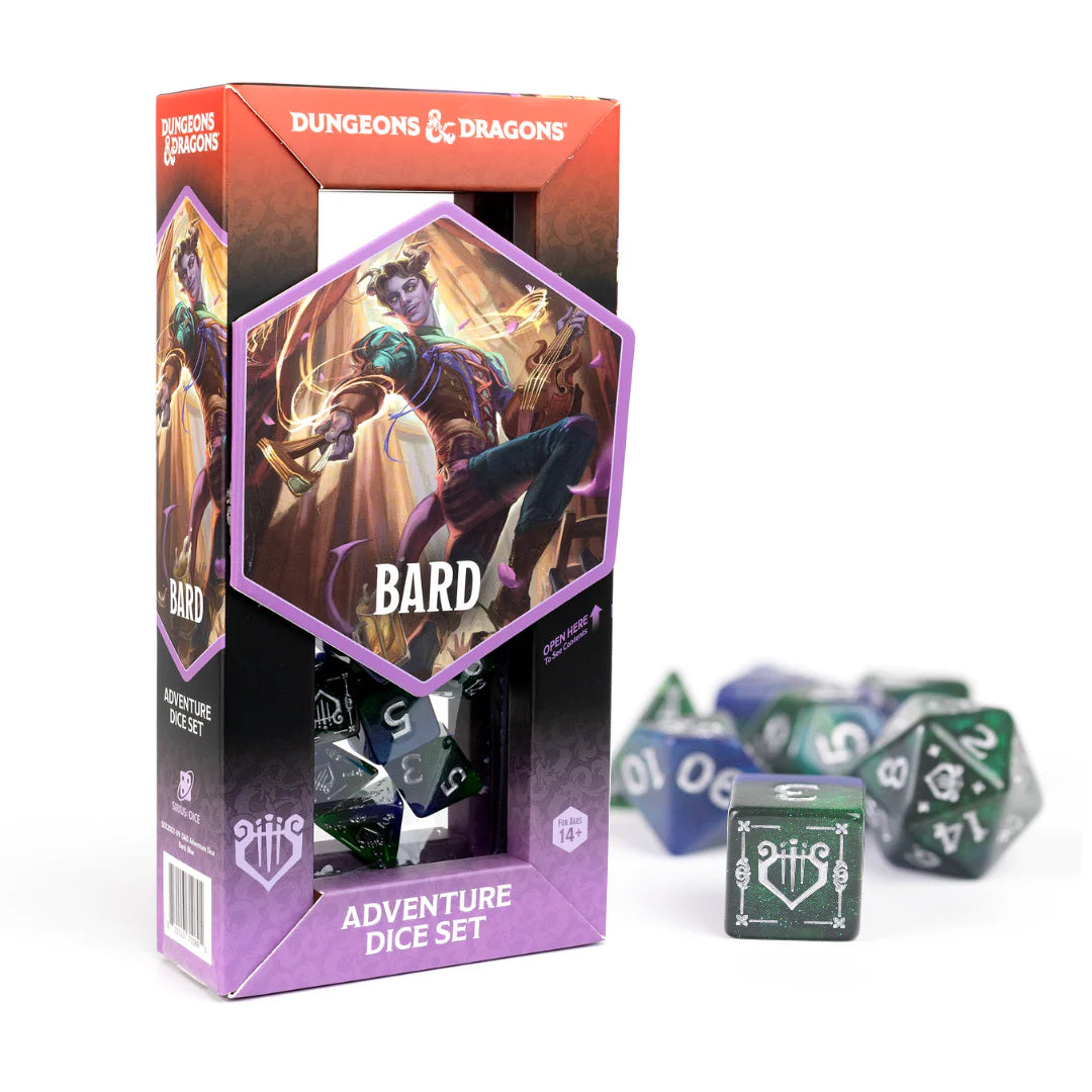Sirius D&D Adventure Dice Set: Bard - Blue/Green (15) [2024 Version]