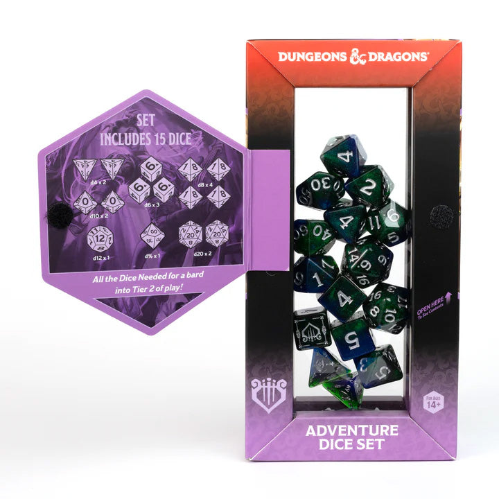 Sirius D&D Adventure Dice Set: Bard - Blue/Green (15) [2024 Version]