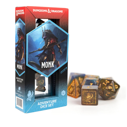 Sirius D&D Adventure Dice Set: Monk - Blue/Gold (12) [2024 Version]