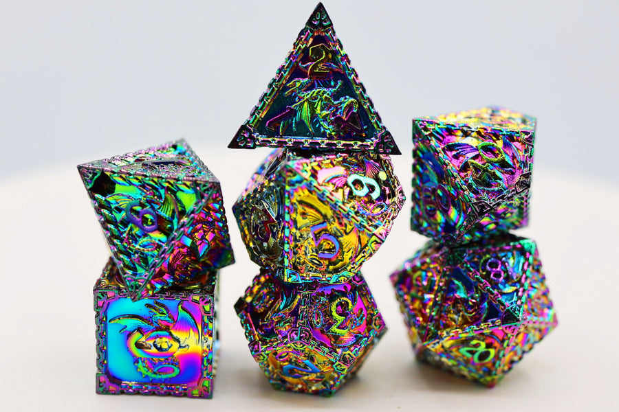 Foam Brain Games Metal Dice Set: Chained Dragon - Mystic (7)