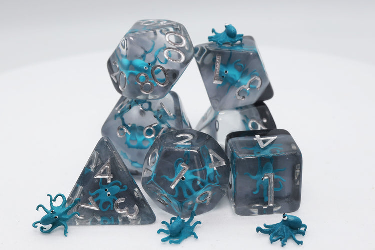 Foam Brain Games Dice Set: Teal Octopus (7)