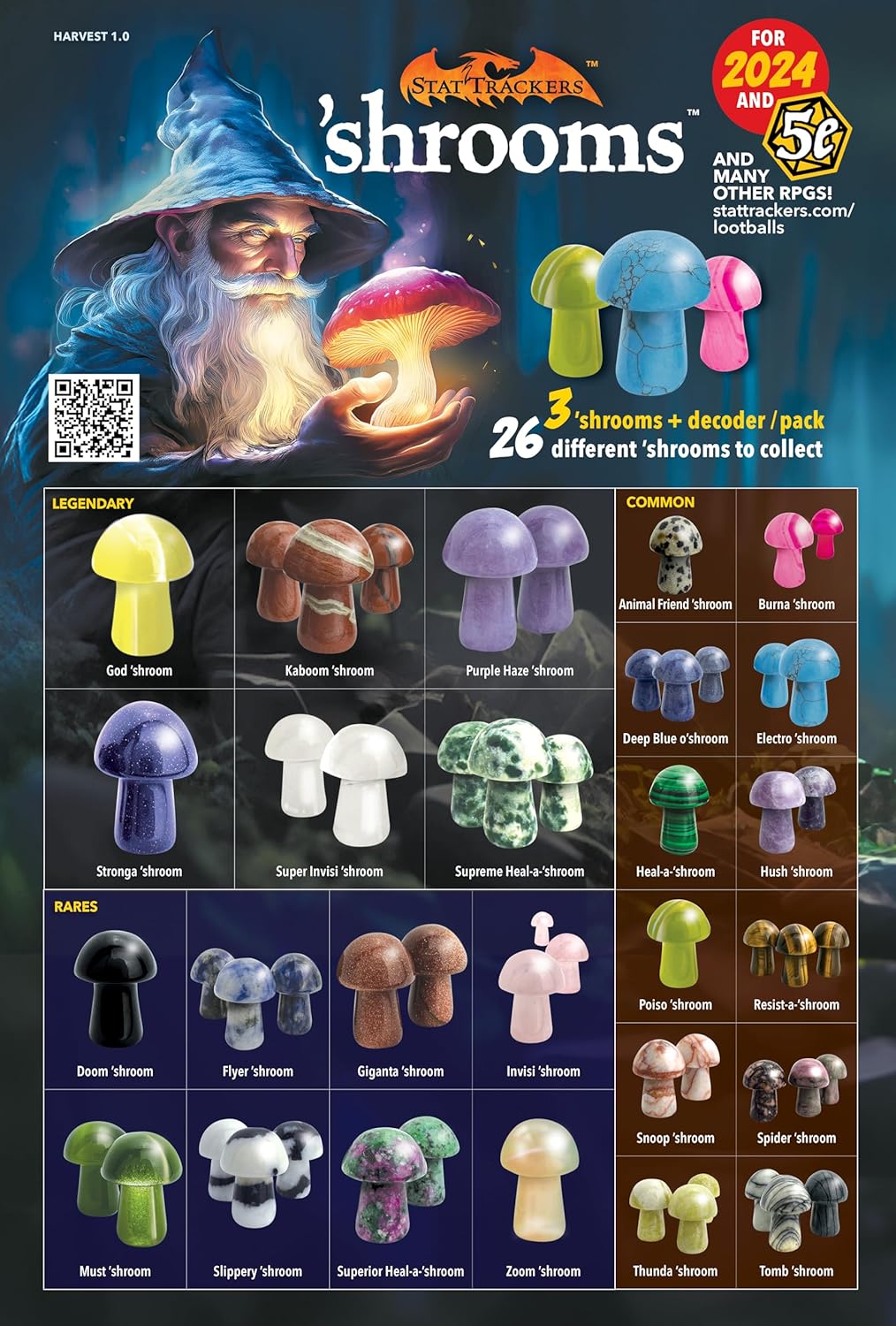 Stat Trackers 'shrooms: 3 Random Shrooms + Decoder