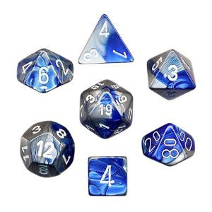 Chessex Dice Set: Gemini - Blue Steel w/White (7)