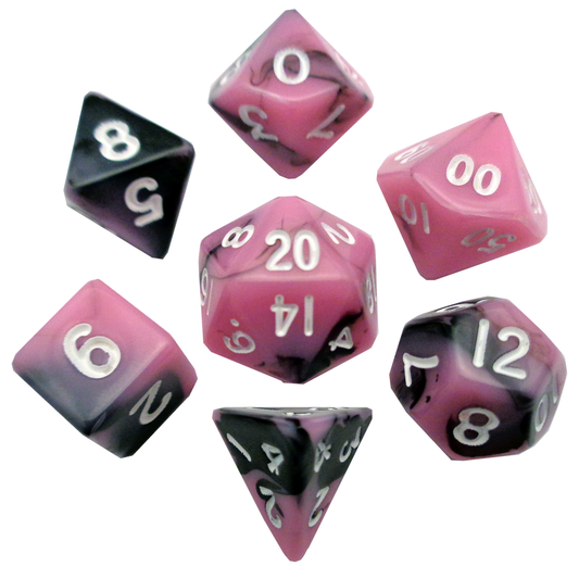 Mini Dice Set: Pink-Black/White