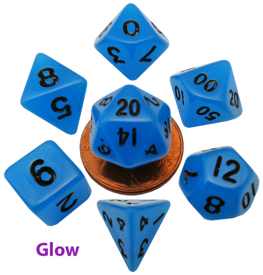 Mini Dice Set: Glow - Blue/Black