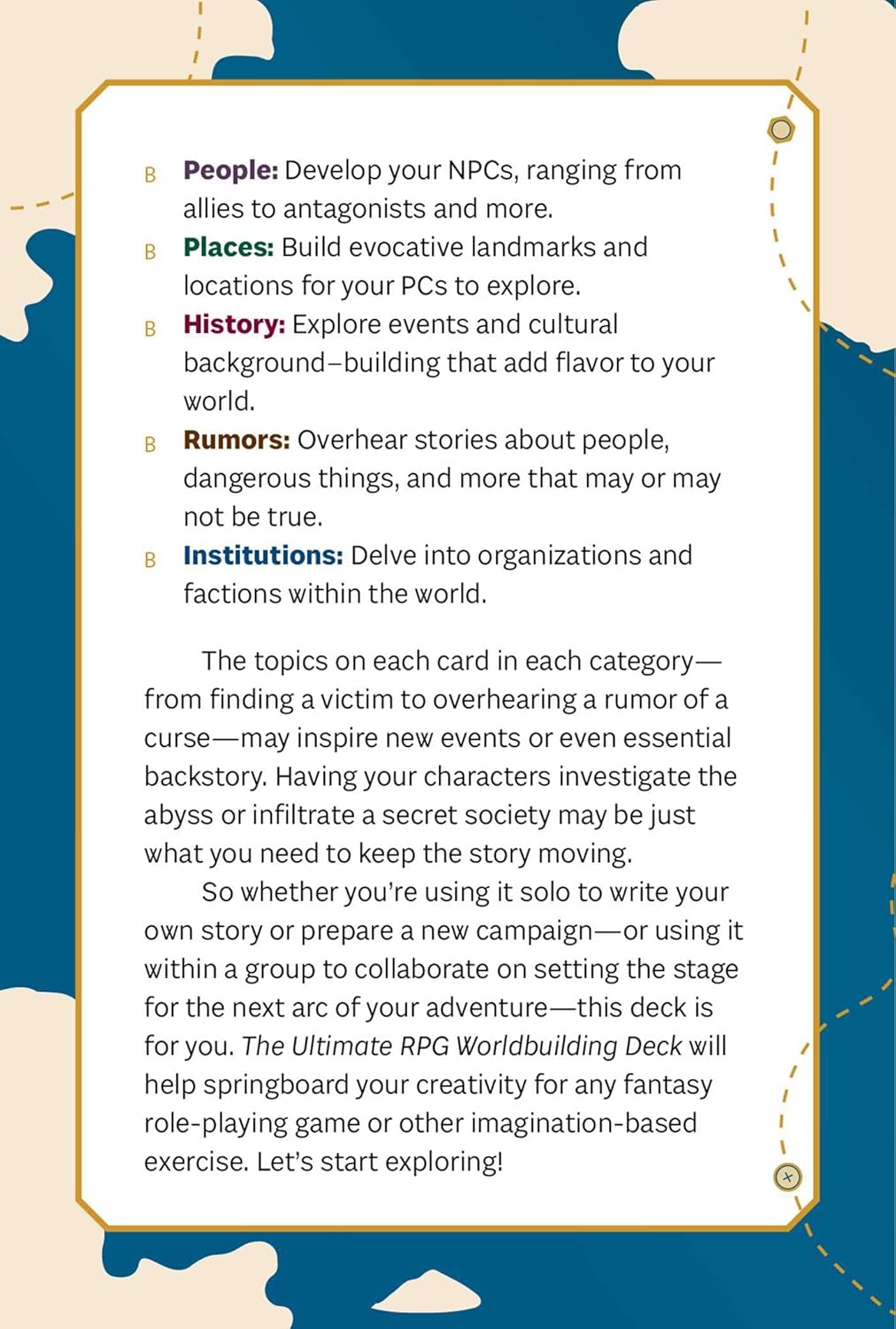 The Ultimate RPG Worldbuilding Deck: 75 Cards to Create and Customize Your Own Game World