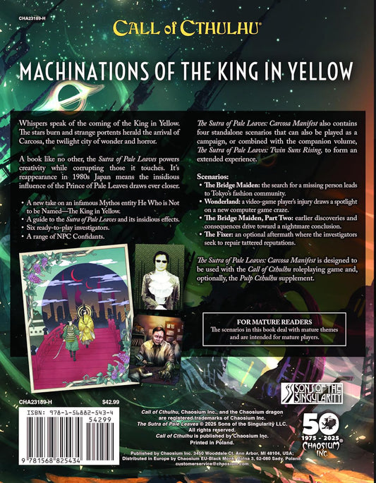 Call of Cthulhu 7E RPG: The Sutra of Pale Leaves Volume 2, Carcosa Manifest