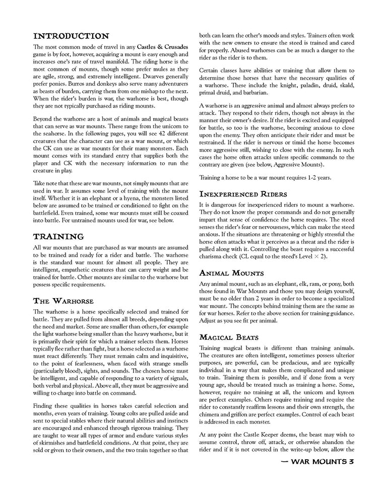 Castles & Crusades: War Mounts