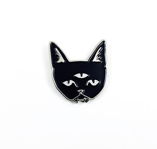 Dripface Enamel Pin: Three-Eyed Cat