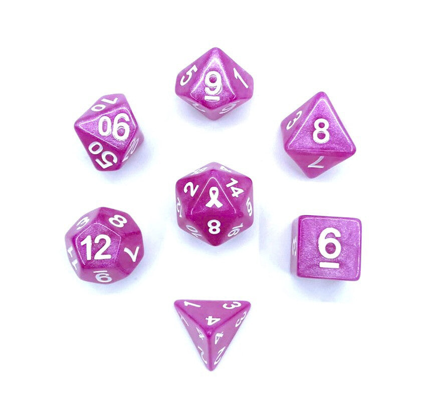 Heartbeat Dice Set: Breast Cancer Awareness (7)
