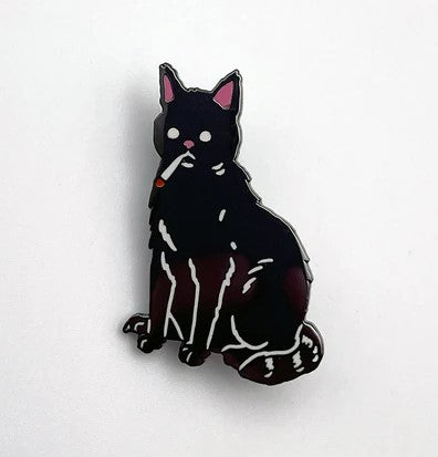 Enamel Pin: Smoking Black Cat