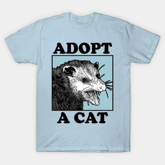 T-Shirt: Adopt A Cat - Light Blue