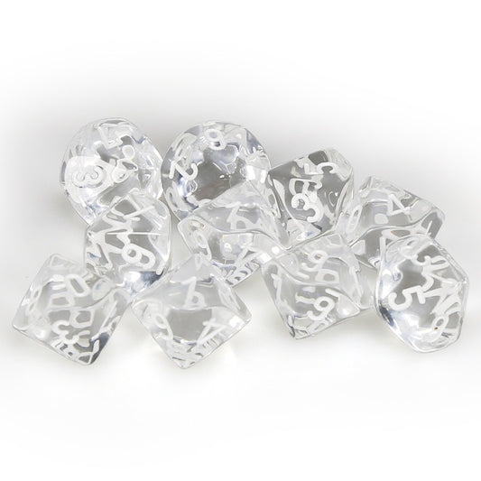 Translucent: Clear/White d10 (10 dice)