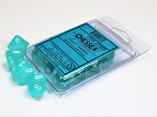 Frosted d10s Teal/white (10 dice)