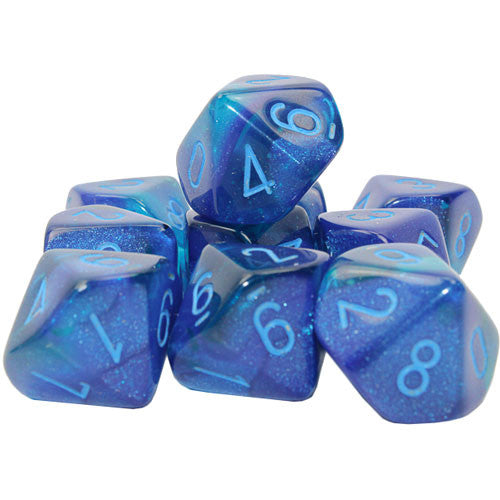Gemini: Luminary d10s Blue-Blue w/Light Blue (10 dice)