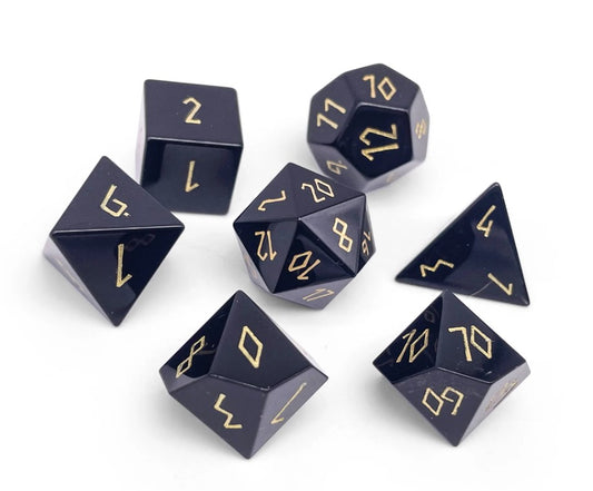 Gemstone Dice: Norse Foundry - Black Obsidian (Gold Font)