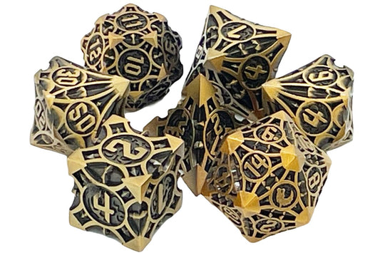 Old School Metal Dice Set: Gnome Forged - Ancient Gold