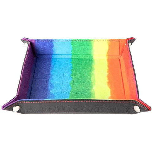 Dice Tray: Metallic Dice Games - Watercolor Rainbow Velvet Folding Tray