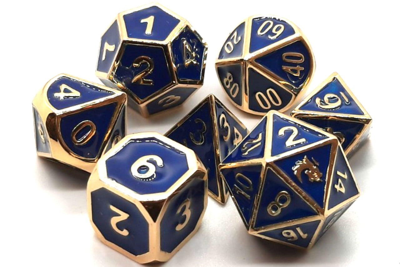 Metal Dice Set: Elven Forged - Blue w/Gold