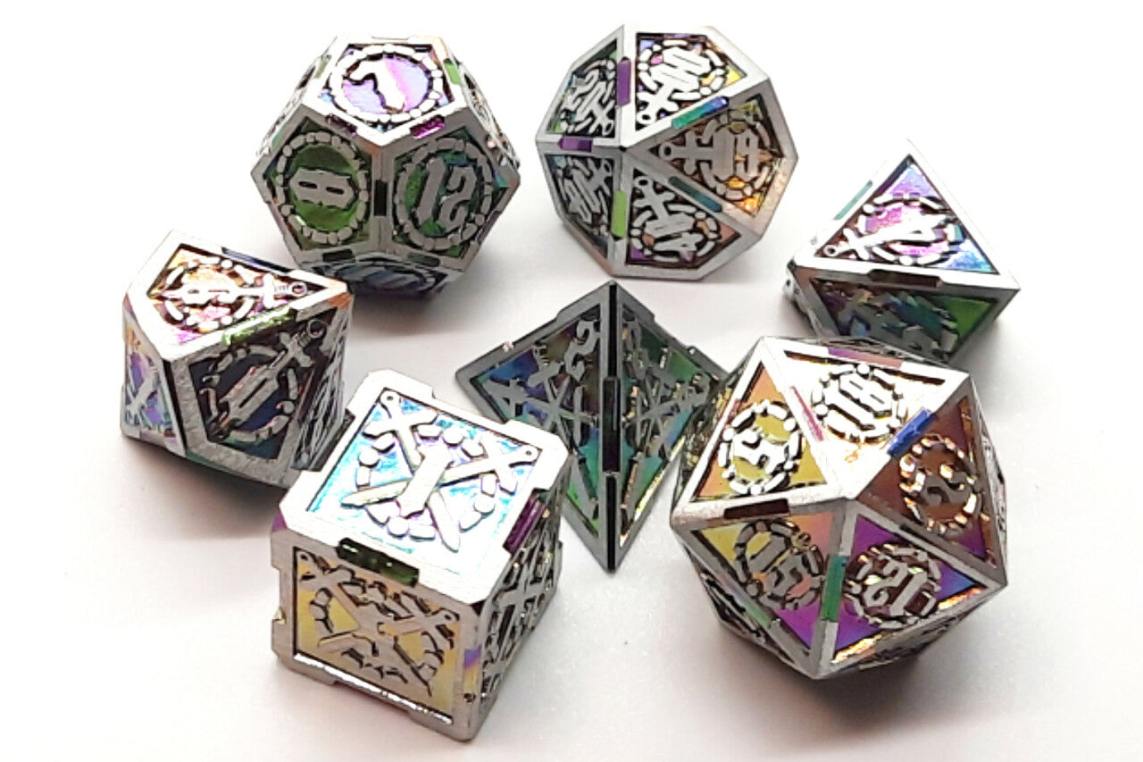 Metal Dice Set: Knights of the Round Table - Spectral w/ Silver
