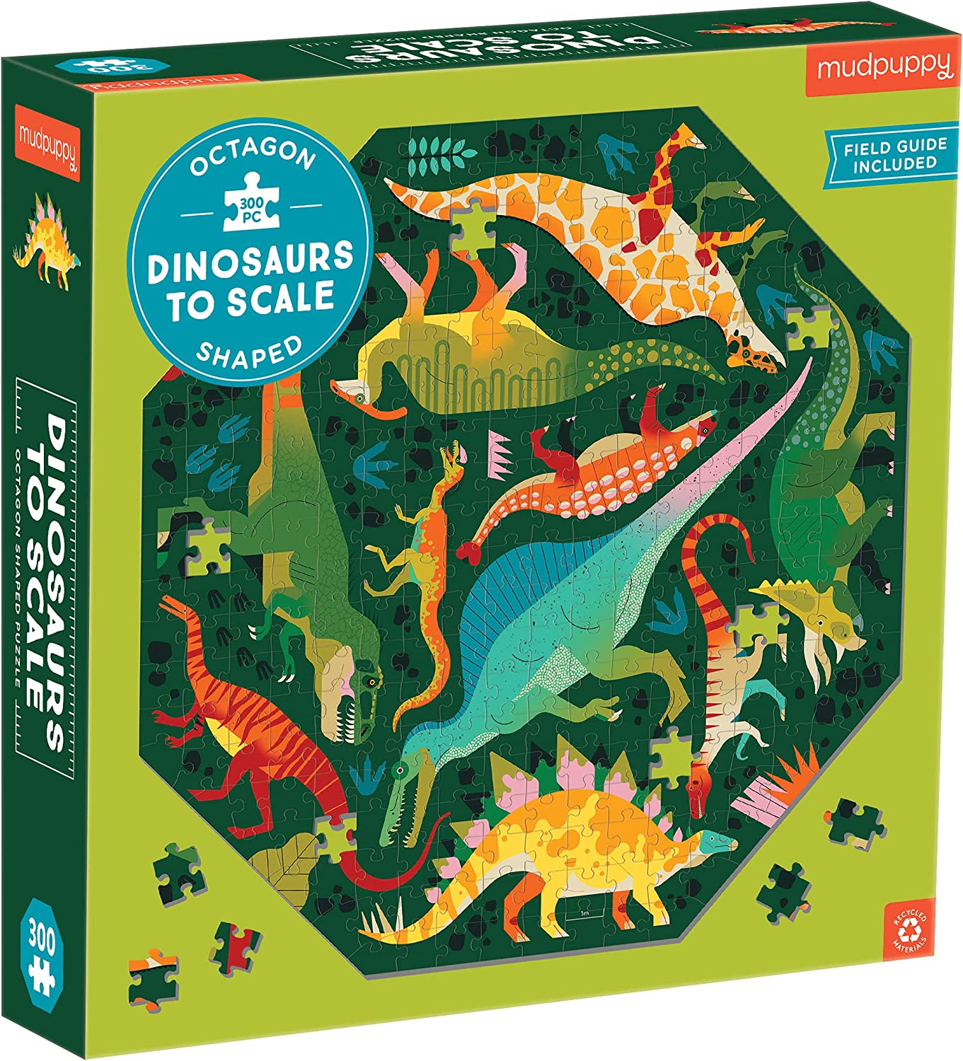 Puzzle: Dinosaurs to Scale 300 Pieces (Octagon Shaped)