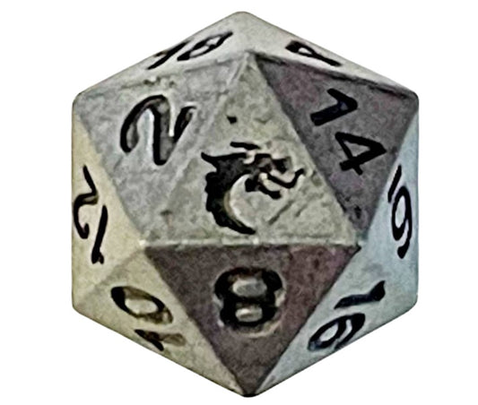 Old School Dice Metal d20: Dwarven Forged - Archaic Silver