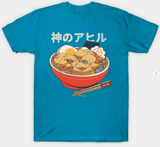 T-Shirt: Ramen Noodles & Ducks - Teal